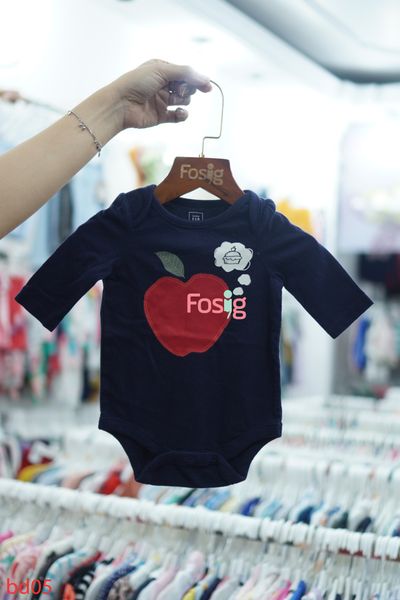  [6-12m] Bodysuit Tay Dài Bé Gái GP - Navy Táo 