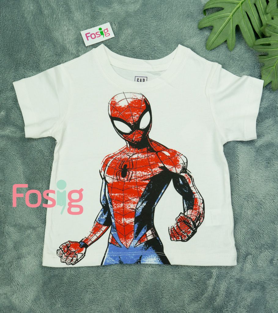  [9-10kg ; 13-14kg] Áo Thun Tay Ngắn Bé Trai GP - Trắng Spider Man 