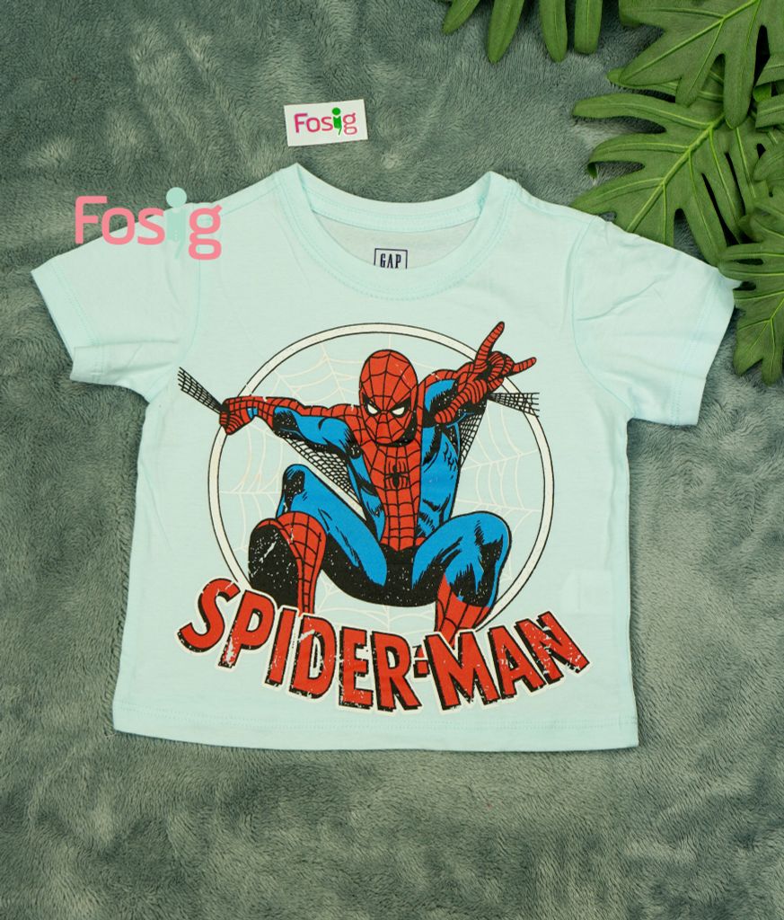  [9-14kg] Áo Thun Tay Ngắn Bé Trai GP - Xanh Trời Spider Man 