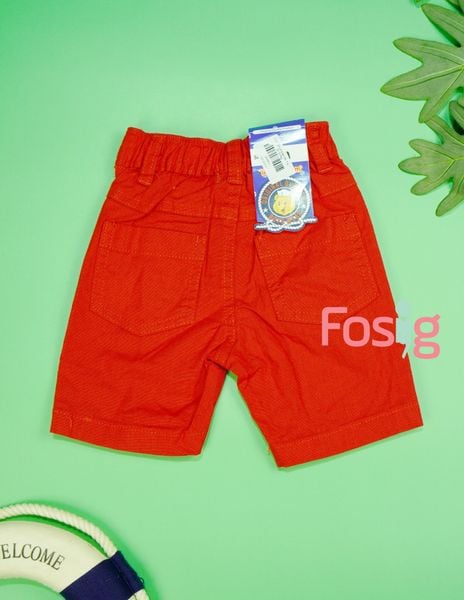  [3m-6m; 9-12m] Quần Short Kaki Bé Trai - Đỏ Cúc Kem 