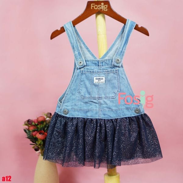 4-8kg; 15-16kg Yếm Đầm Bé Gái Oskos - Xanh Trắng Navy 