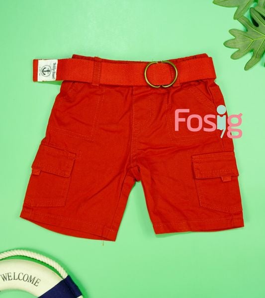  [3-6m] Quần Short Kaki Bé Trai - Đỏ Túi Hộp 