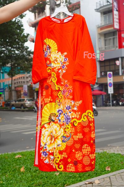  [S-4XL] Áo Dài Cách Tân - Quạt Vàng 592 