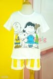  [13-14kg; 17-18kg] Set Đồ Bộ Đùi Bé Trai MG - Trắng Snoopy [Q.Sọc Vàng] 