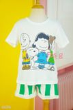  [12-14kg] Set Đồ Bộ Đùi Bé Trai MG - Trắng Snoopy [Q.Sọc Xanh] 