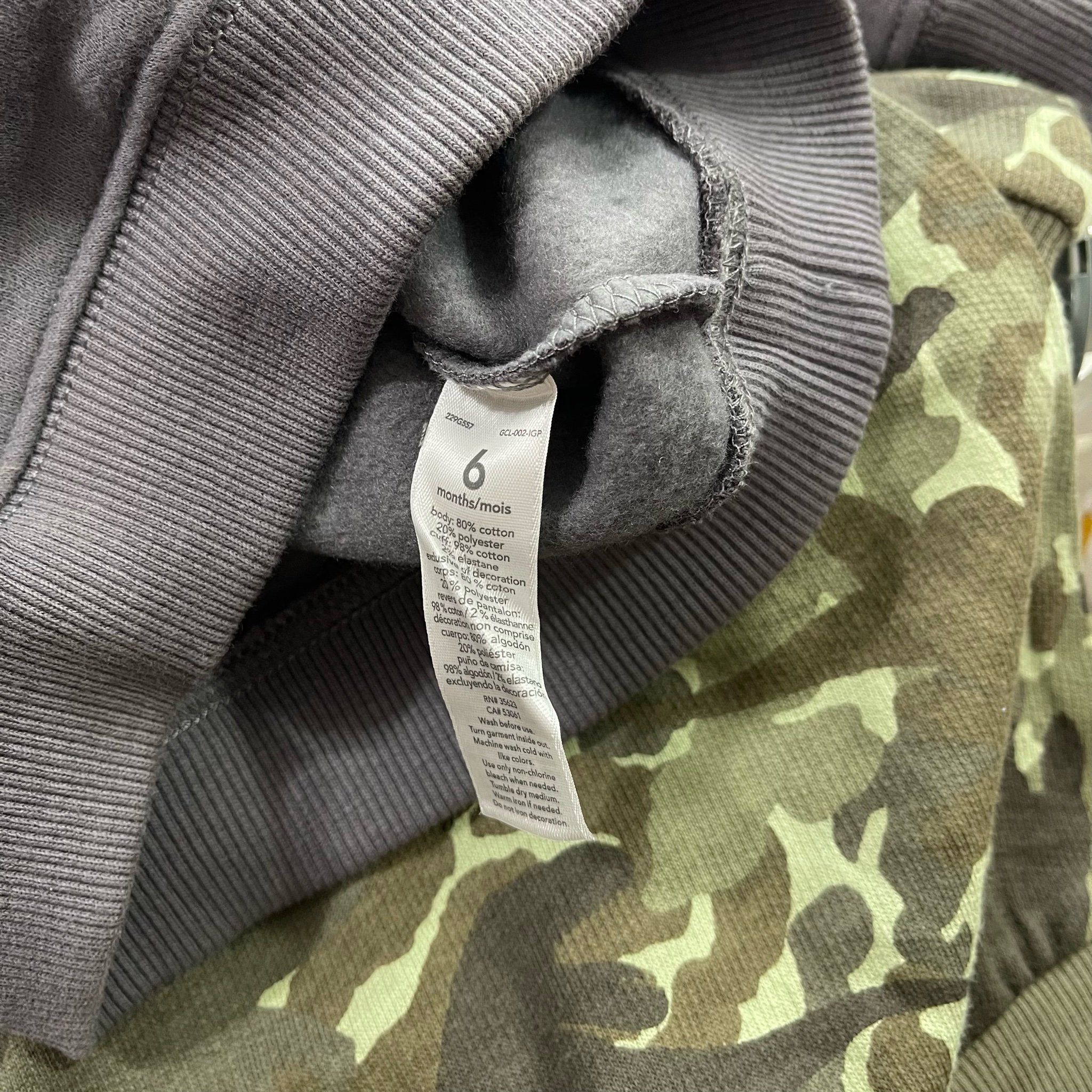  [12m-24m] Áo Da Cá Tay Dài Cter Bé Trai - Xanh Rêu Camo 
