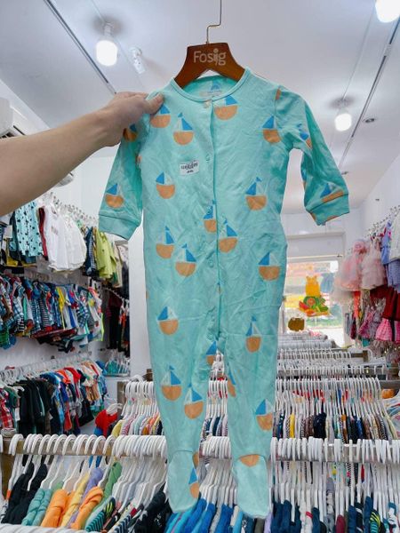  [5-6kg; 8-10kg] Sleepsuit Có Vớ Cúc Bấm Bé Trai NXT - Xanh Hình Màu 