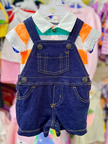  [0-3m] Set Yếm Bé Trai Cter - Jean Sọc Màu 