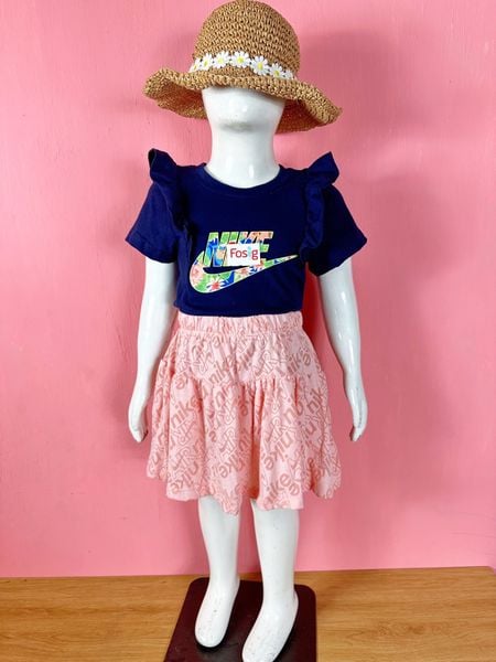  [10-26kg] Set Đồ Bộ Ngắn Bé Gái NK210 - Navy NK 