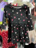  [13-16kg ; 34-35kg] Đầm Cotton Tay Dài Bé Gái Cter - Đen Tim Hồng 