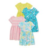  [4-8kg 17-19kg] Set 2 Đầm Thun Cotton Tay Ngắn Bé Gái - Combo màu ngẫu nhiên 