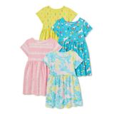  [4-7kg 10-11kg 12-13kg 17-19kg] Set 2 Đầm Thun Cotton Tay Ngắn Bé Gái - Combo màu ngẫu nhiên 