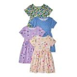  [4-8kg 17-19kg] Set 2 Đầm Thun Cotton Tay Ngắn Bé Gái - Combo màu ngẫu nhiên 