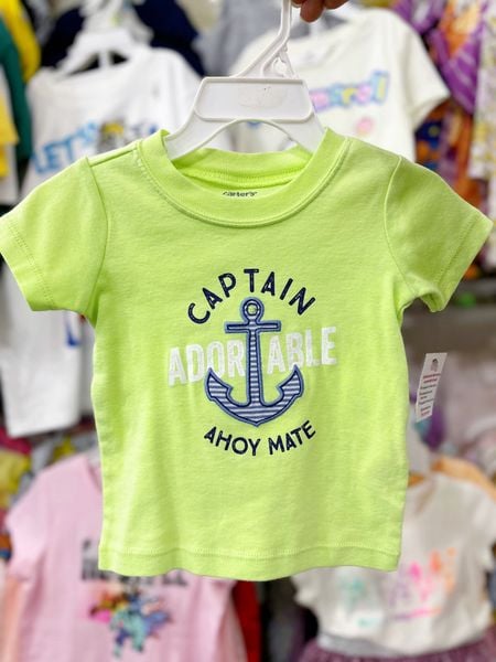  [3-9m] Áo Thun Tay Ngắn Sơ Sinh Bé Trai Cter - Xanh Lá Captain 
