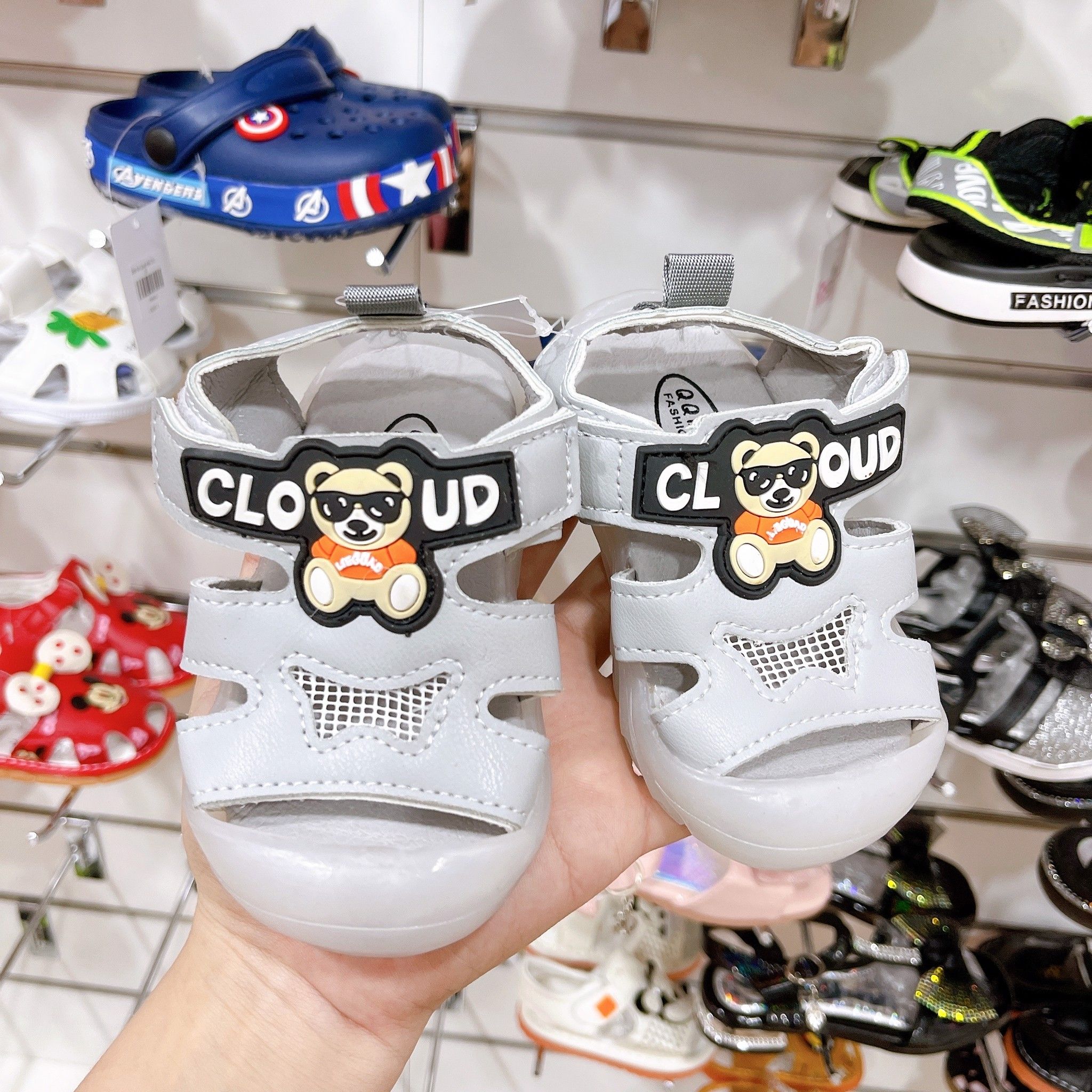  [10.5cm] Giày Sandal Cho Bé Trai - Xám Gấu Cloud 