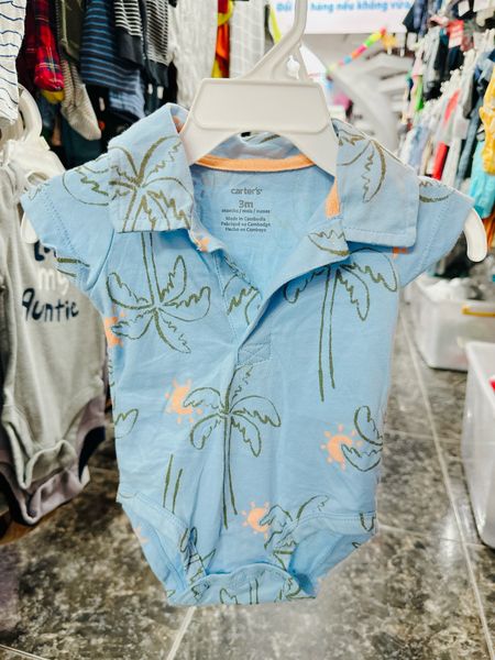  [0-24m] Bodysuit Tay Ngắn Bé Trai Cter50 - Xanh Cây Dừa Nâu 