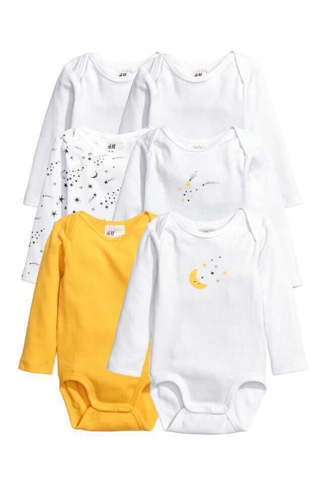  [0-6m, 8-15kg] Set 2 Bodysuit Tay Dài Bé Trai HM - Combo ngẫu nhiên 