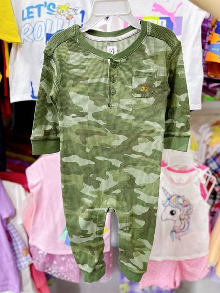  [7-8kg; 9-12kg] Sleepsuit da cá tay dài, sang đẹp xinh GP- Xanh camo rằn ri SL 