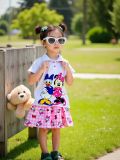  28kg- 39kg XS-XL Đồ bộ tay ngắn bé gái kèm chân váy - Xám Minnie DB91 