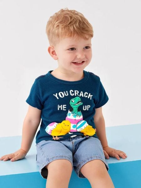  [3-6m ; 24m] Áo Thun Tay Ngắn Sơ Sinh Bé Trai Cter120 - Navy KL Gà Con 