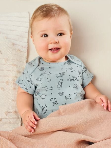  [3-18m] Áo Thun Tay Ngắn Sơ Sinh Bé Trai Cter120 - Xanh Trời Thú 