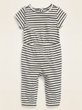  [0-3m, 12-18m] Jumpsuit Bé Gái - Sọc Navy 