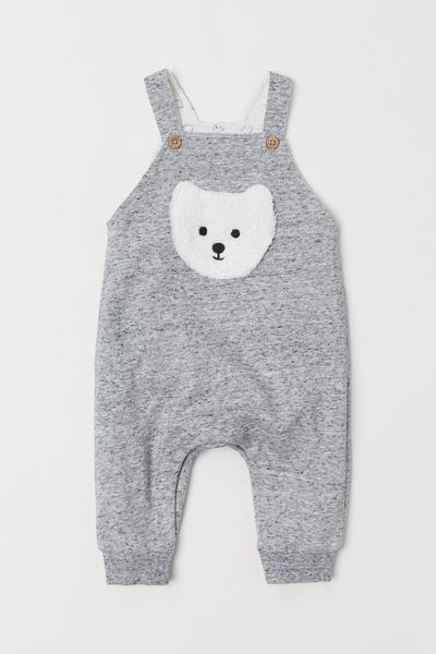  [1m-4m] Quần Yếm Cho Bé HM - Xám Đầu Gấu 