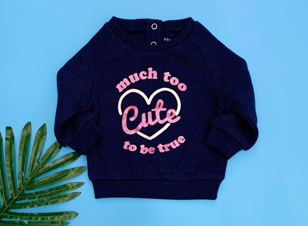  [0-3m] Áo Nỉ Tay Dài Bé Gái Primark - Navy Cute 