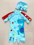  9-11kg; 15-20kg Set 2 món nón và đồ bơi liền thân (bộ nhái) cho bé trai- Xanh sao màu B08 