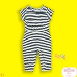  [0-3m, 12-18m] Jumpsuit Bé Gái - Sọc Navy 