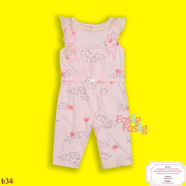  [0-9m] Romper dài Jumpsuit Bé Gái Cter - Hồng Voi 