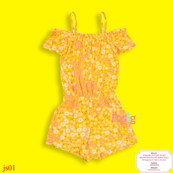  [6-8kg; 14-16kg] Jumpsuit Bé Gái PL - Vàng Nhạt Hoa 