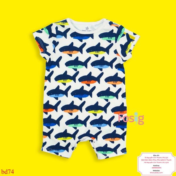  [3-6kg; NB-6m] Romper Đùi Nxt Bé Trai - Trắng Cá Mập 