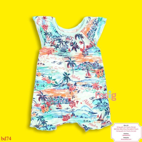  [3-5kg] Romper Đùi Nxt Bé Gái - Xanh Ngọc Phong Cảnh 