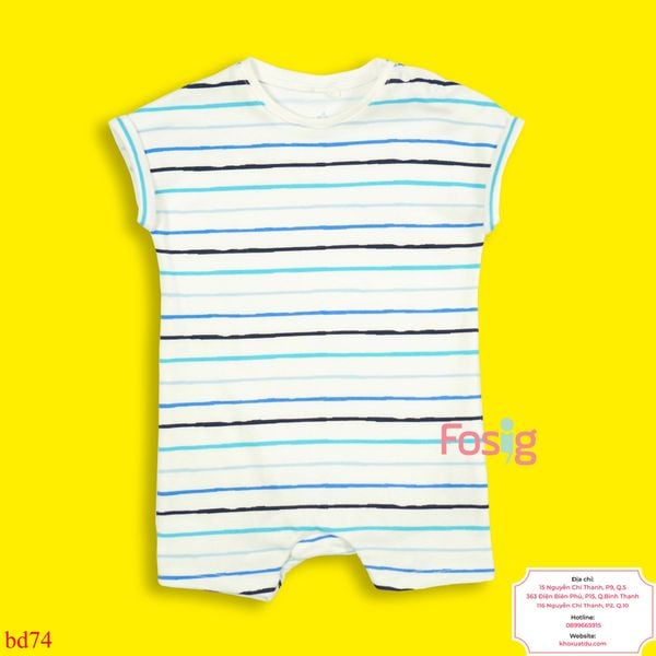  [4-5kg;  7-8kg; NB-9m] Romper Đùi Nxt Bé Trai - Trắng Sọc Xanh 