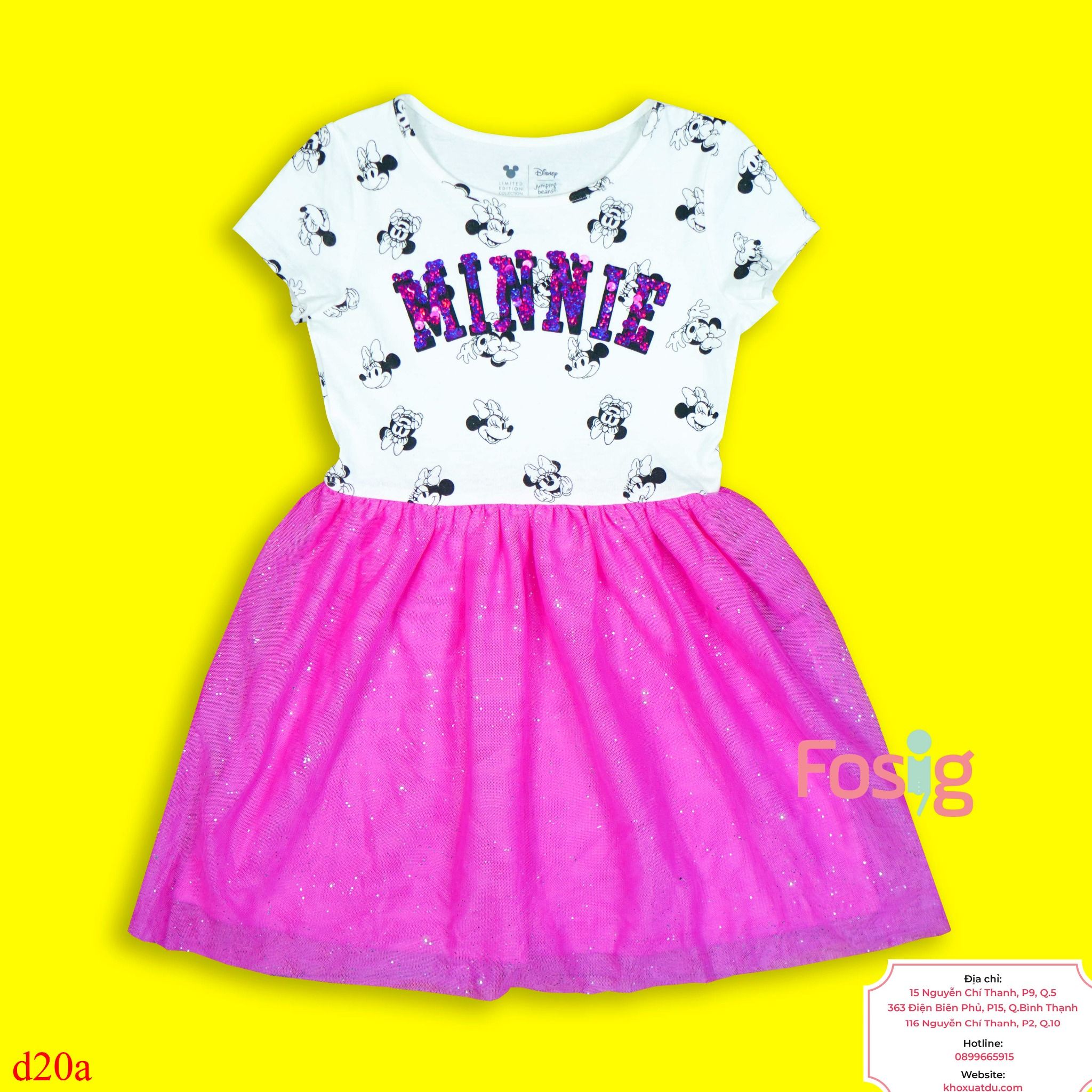  [17-18kg] Đầm Cánh Tiên Bé Gái JB190 - Trắng Minnie 