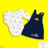  3m, 6m Set Yếm Đầm Bé Gái Cter - Navy Gà Mẹ 