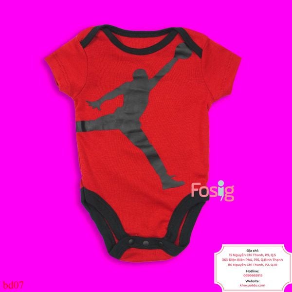  [12-18m] Bodysuit Tay Ngắn Bé Trai NK - Đỏ Cầu Thủ Đen 
