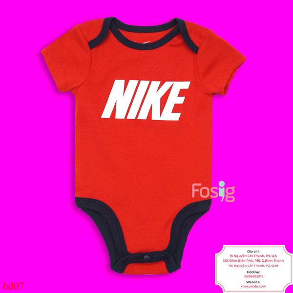  [3-6m] Bodysuit Tay Ngắn Bé Trai NK - Đỏ Chữ Trắng 