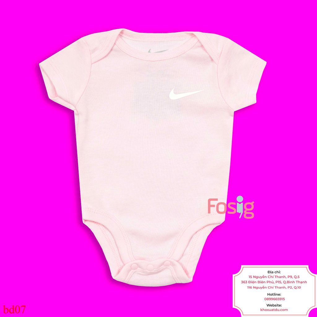  [0-3m] Bodysuit Tay Ngắn Bé Gái NK - Hồng Nhạt NK Nhỏ 