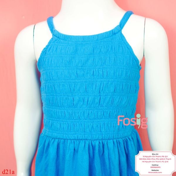  [27-30kg] Đầm Maxi Thun 2 Dây Bé Gái Cter140 - Xanh Dương Nhún 