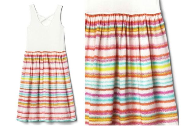  [17-54kg] Đầm Sát Nách Bé Gái GP - Trắng Sọc Màu 