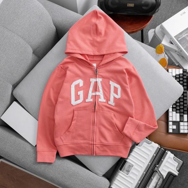  43-50kg  XS, XL-XXL Áo khoác G bé gái- Hồng chữ viền hồng AK04 