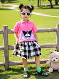  34-48kg  XS-XL Đồ bộ tay ngắn bé gái kèm chân váy - Hồng kuromi sao DB91 