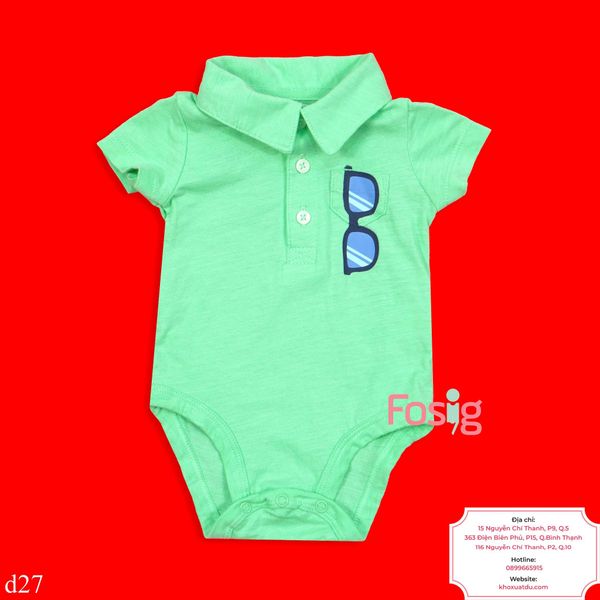  [0-3m ; 9-12m] Bodysuit Tay Ngắn Bé Trai Cter50 - Xanh Mắt Kính 