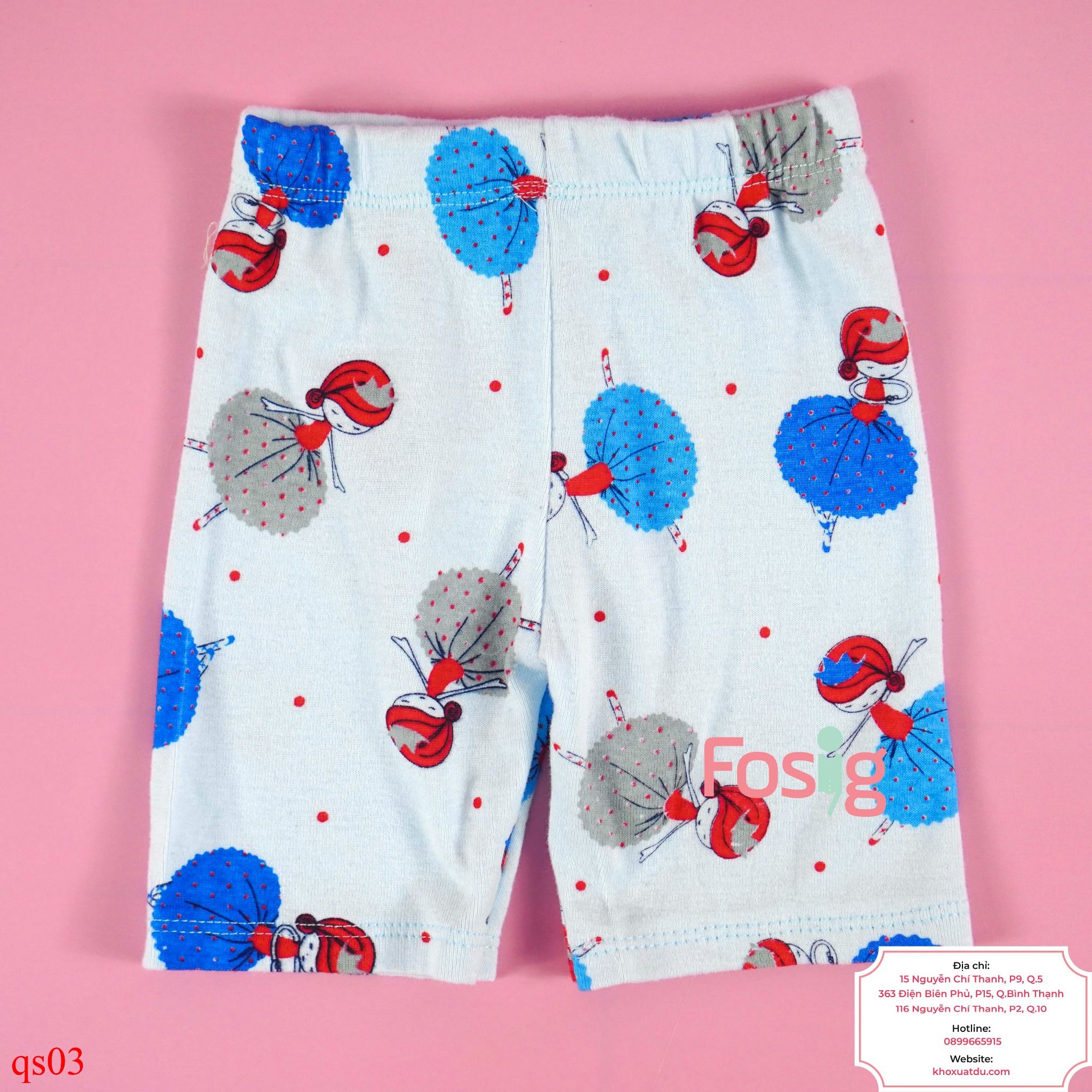  [6-7kg; 10-12kg; 15-16kg] Quần Short Thun Bé Gái - Xanh Bé Gái 