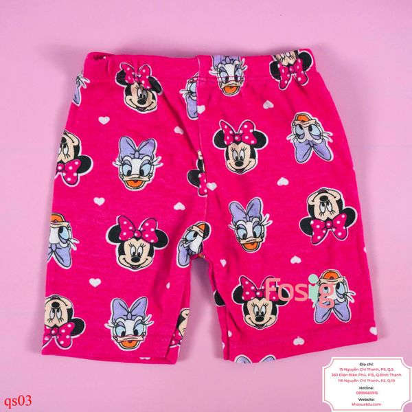  [6-7kg] Quần Short Thun Bé Gái - Hồng Minnie 