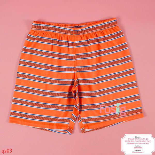  [14-15kg] Quần Short Thun Bé Trai - Cam Sọc Xanh 