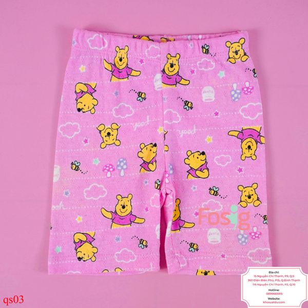  [8-9kg; 14-15kg] Quần Short Thun Bé Gái - Hồng Gấu Pooh 