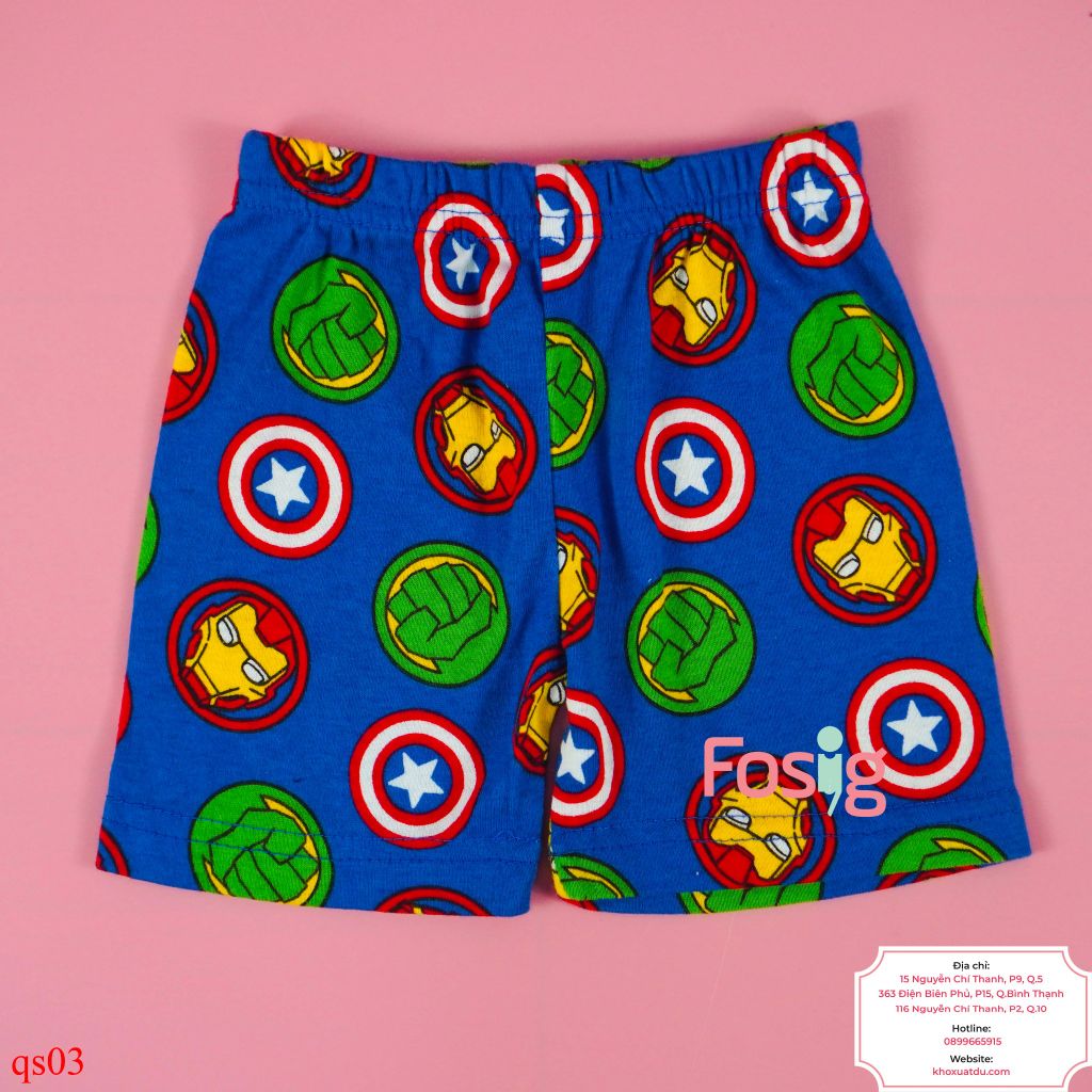  [6-7kg] Quần Short Thun Bé Trai - Xanh Iron Man 